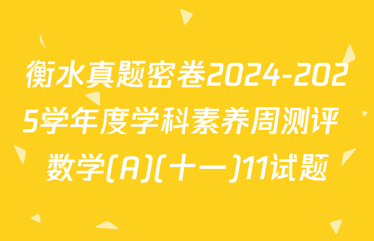 衡水真题密卷2024-2025学年度学科素养周测评 数学(A)(十一)11试题