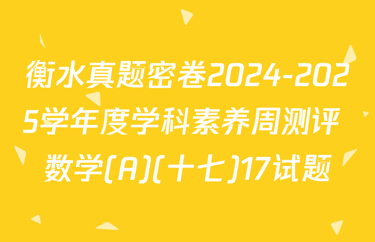 衡水真题密卷2024-2025学年度学科素养周测评 数学(A)(十七)17试题
