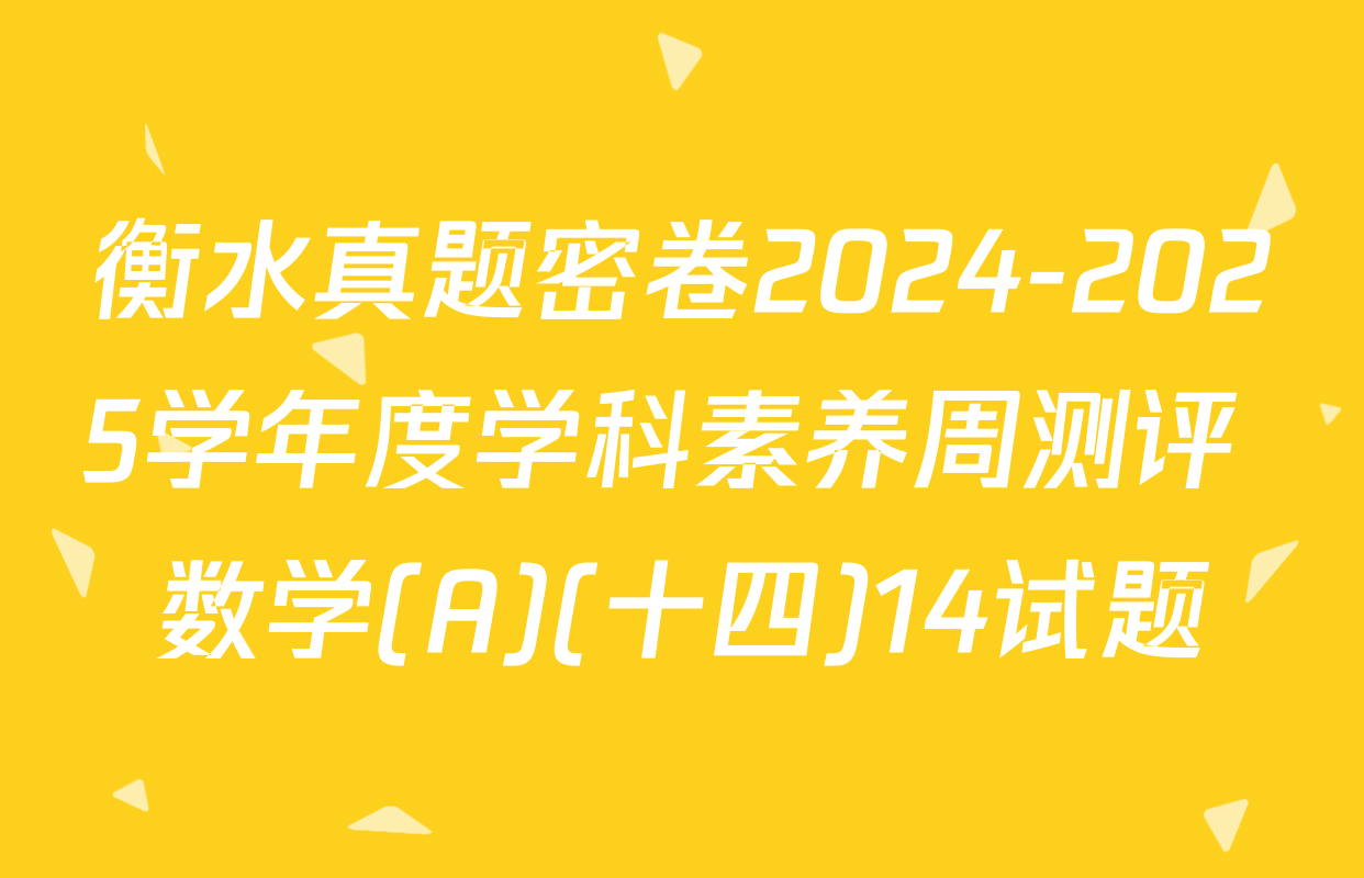 衡水真题密卷2024-2025学年度学科素养周测评 数学(A)(十四)14试题