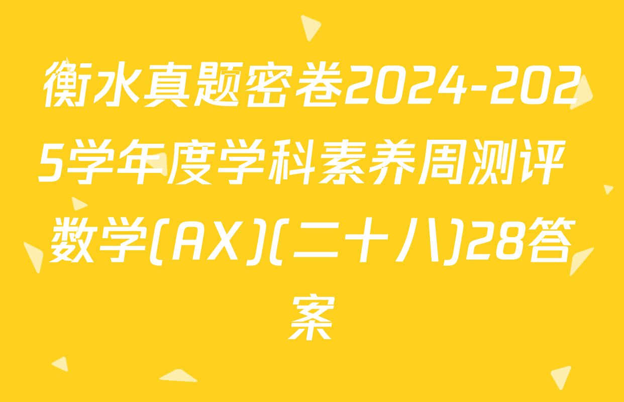 衡水真题密卷2024-2025学年度学科素养周测评 数学(AX)(二十八)28答案