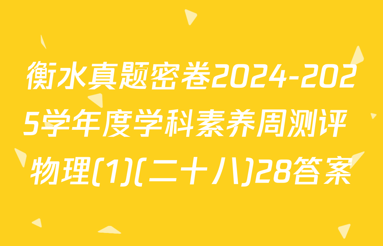 衡水真题密卷2024-2025学年度学科素养周测评 物理(1)(二十八)28答案