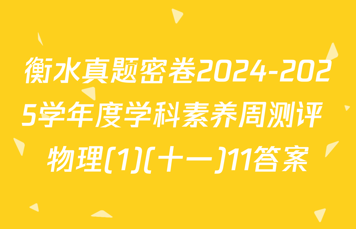 衡水真题密卷2024-2025学年度学科素养周测评 物理(1)(十一)11答案
