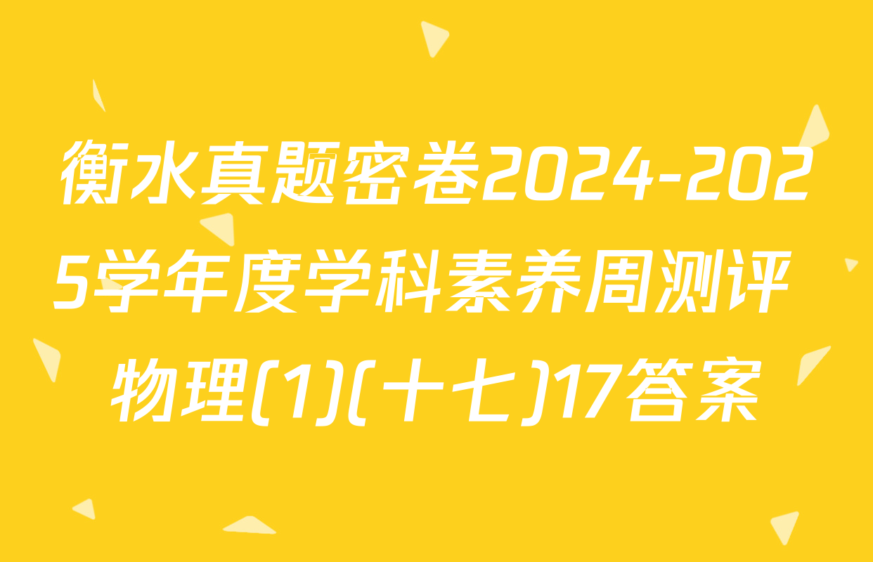 衡水真题密卷2024-2025学年度学科素养周测评 物理(1)(十七)17答案