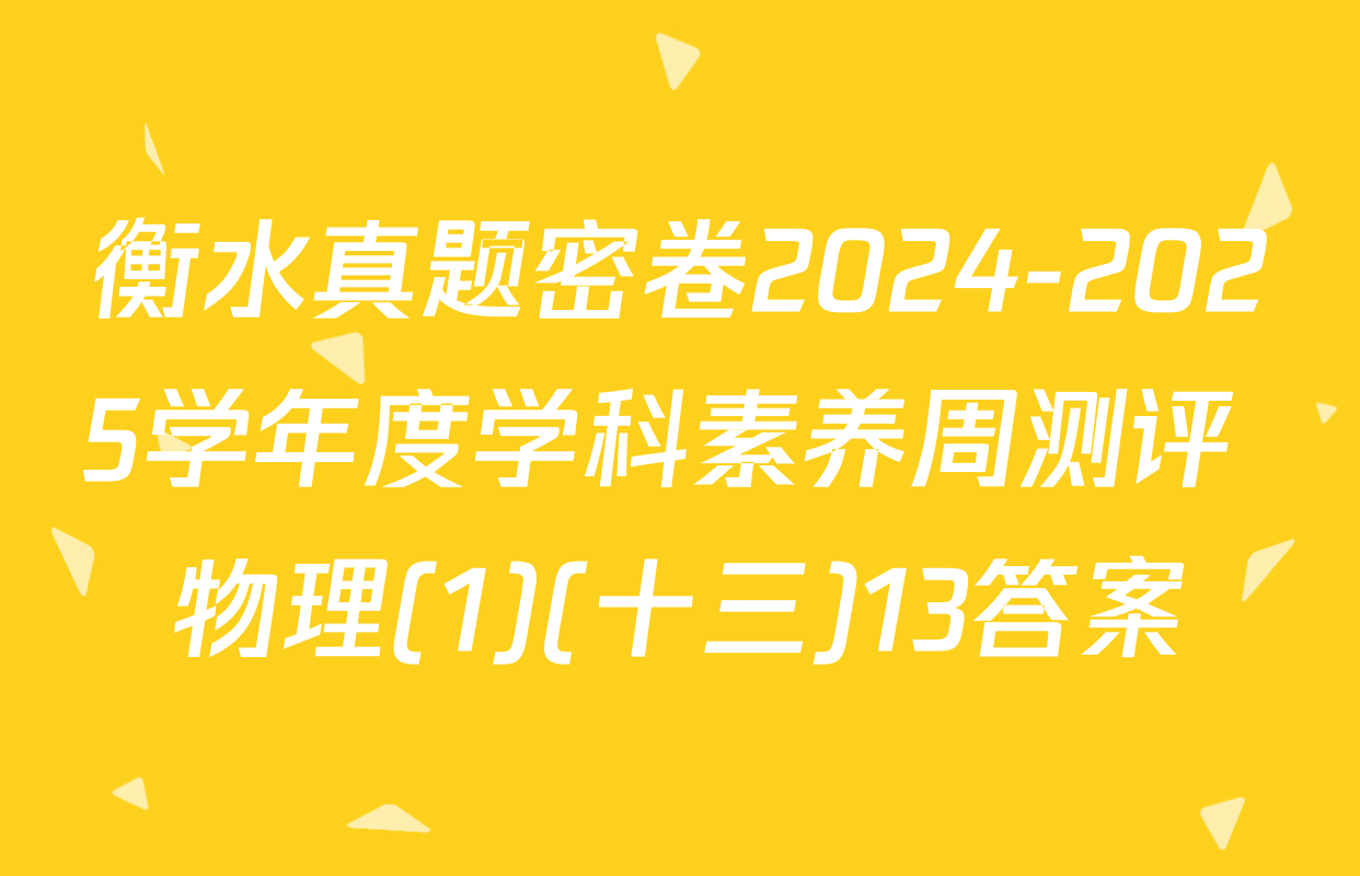 衡水真题密卷2024-2025学年度学科素养周测评 物理(1)(十三)13答案