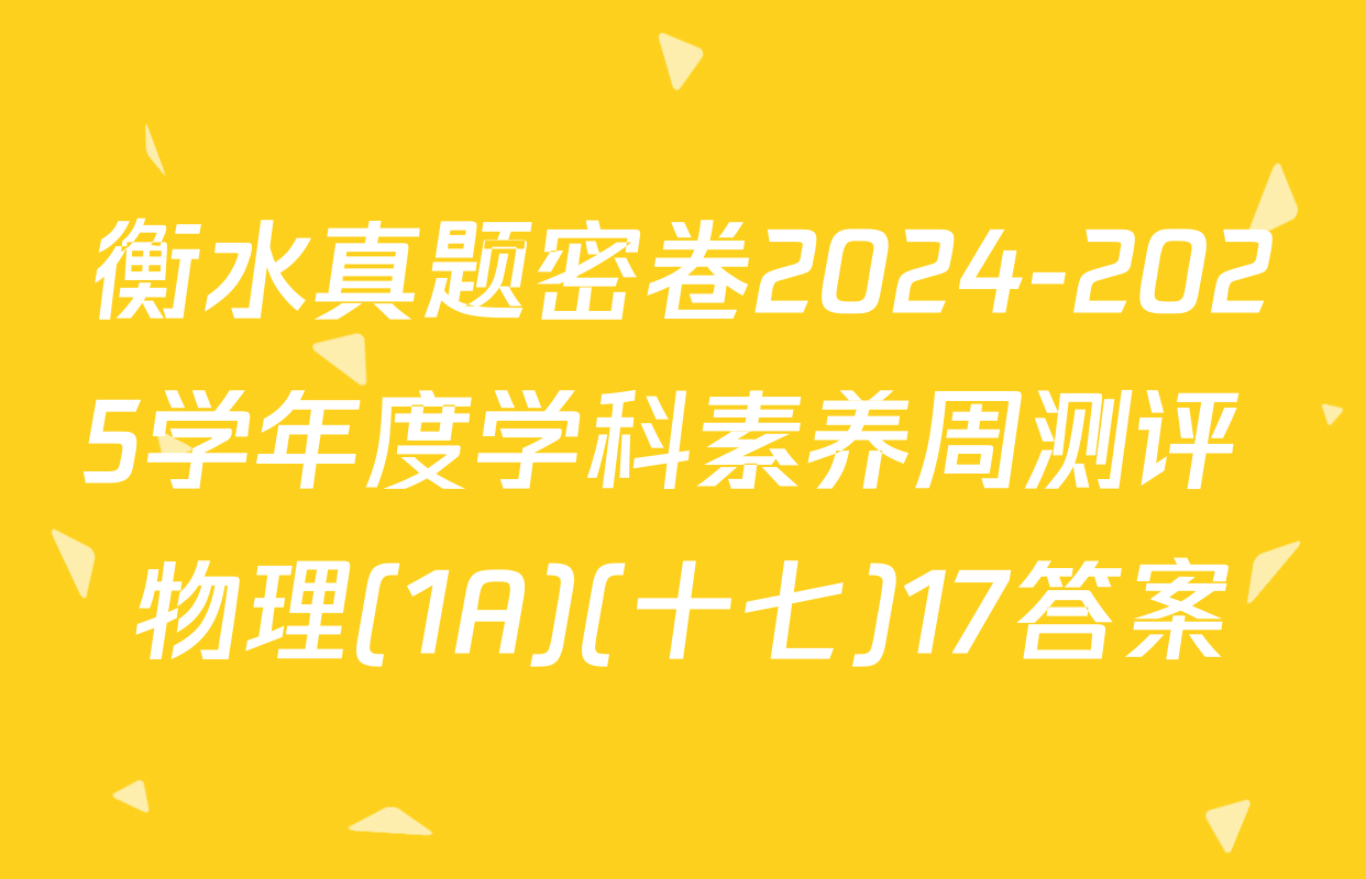 衡水真题密卷2024-2025学年度学科素养周测评 物理(1A)(十七)17答案
