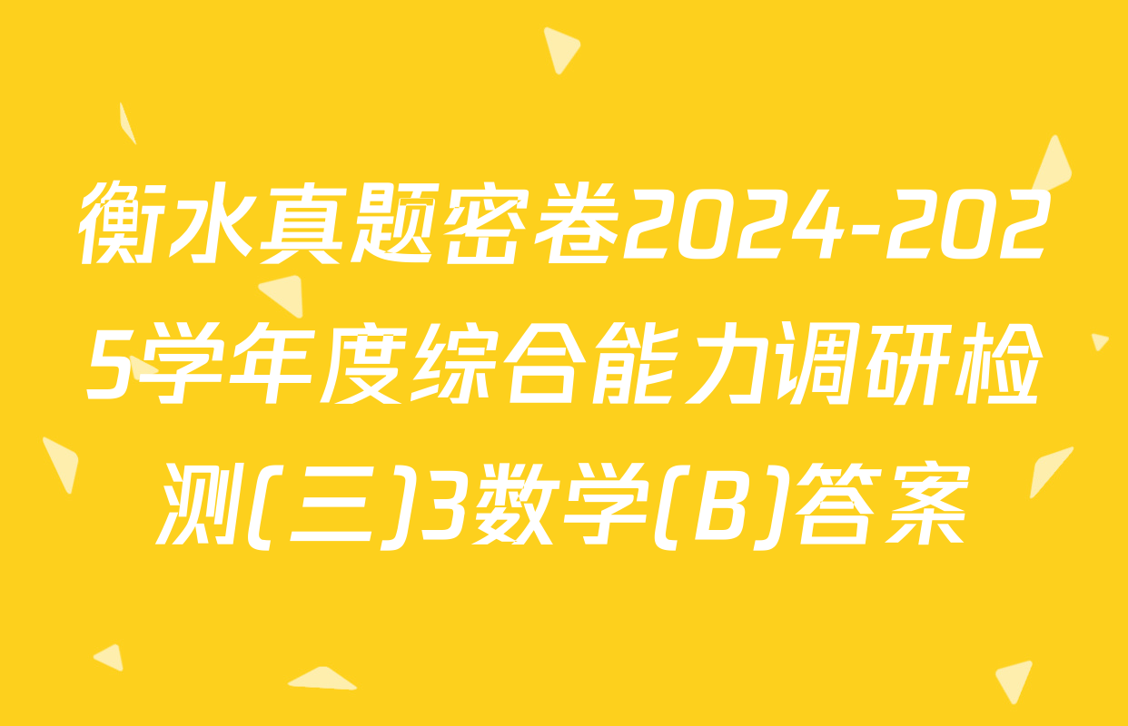衡水真题密卷2024-2025学年度综合能力调研检测(三)3数学(B)答案