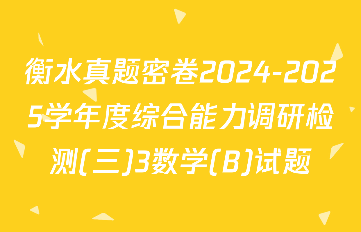 衡水真题密卷2024-2025学年度综合能力调研检测(三)3数学(B)试题