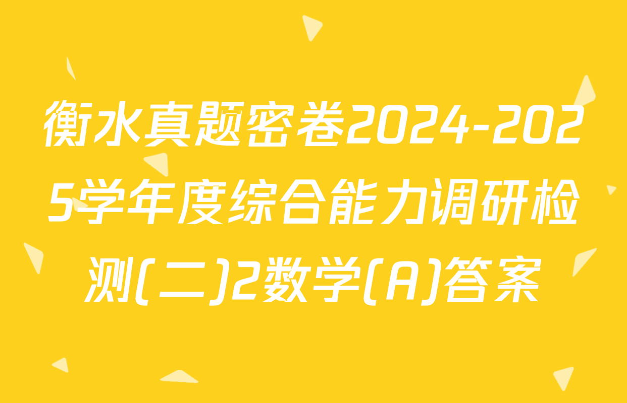 衡水真题密卷2024-2025学年度综合能力调研检测(二)2数学(A)答案