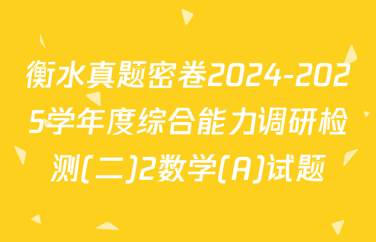 衡水真题密卷2024-2025学年度综合能力调研检测(二)2数学(A)试题