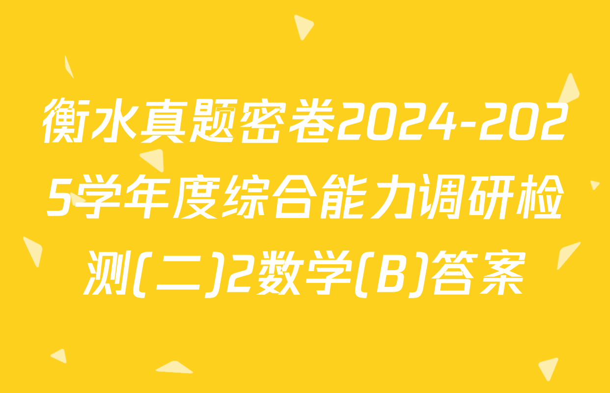 衡水真题密卷2024-2025学年度综合能力调研检测(二)2数学(B)答案