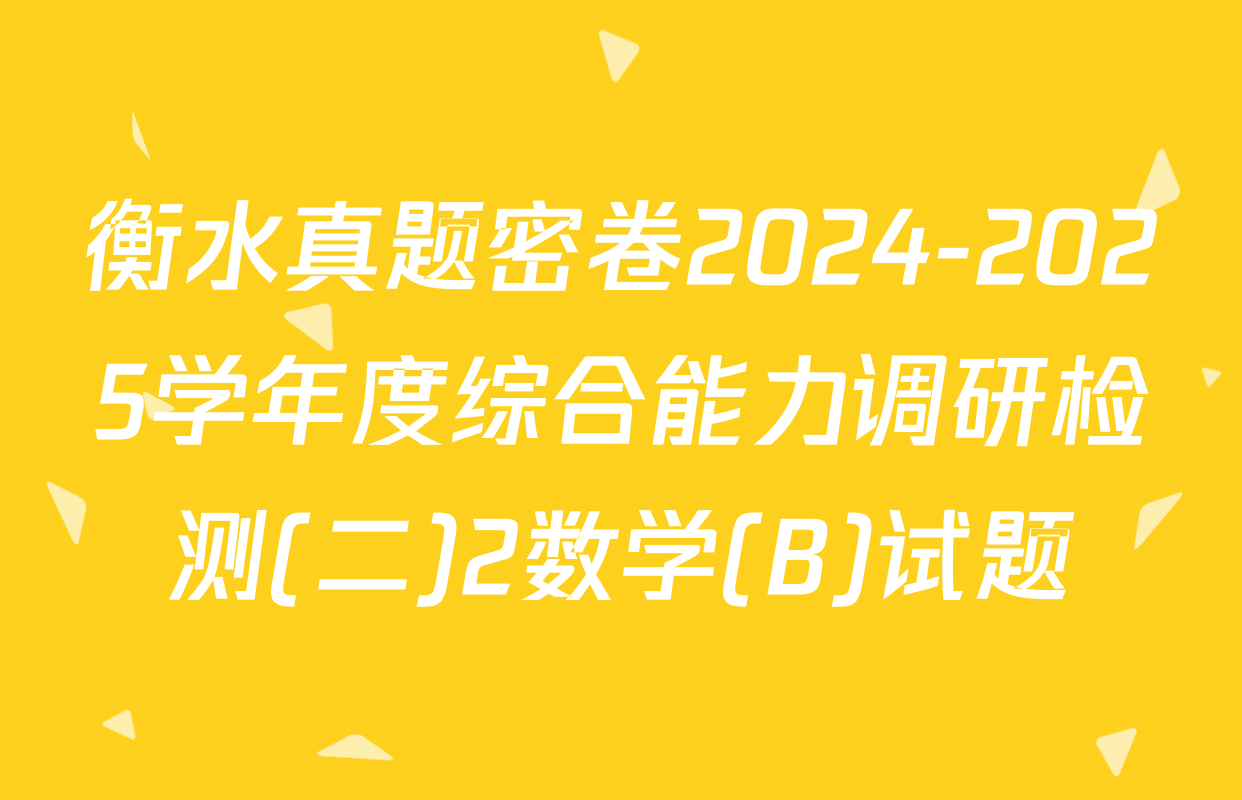 衡水真题密卷2024-2025学年度综合能力调研检测(二)2数学(B)试题