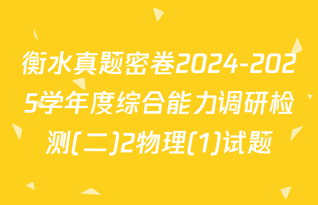 衡水真题密卷2024-2025学年度综合能力调研检测(二)2物理(1)试题