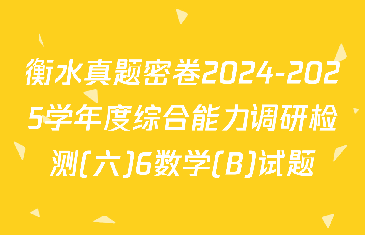 衡水真题密卷2024-2025学年度综合能力调研检测(六)6数学(B)试题
