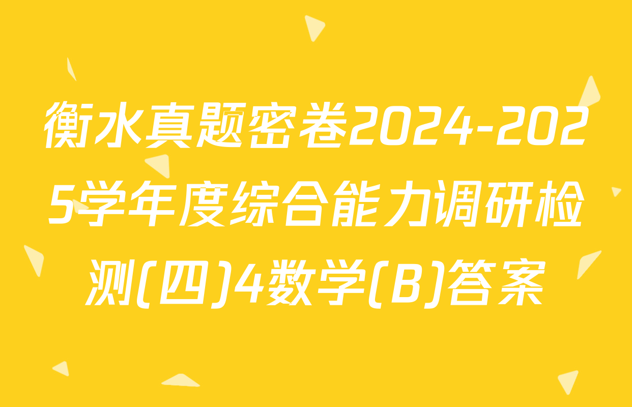 衡水真题密卷2024-2025学年度综合能力调研检测(四)4数学(B)答案