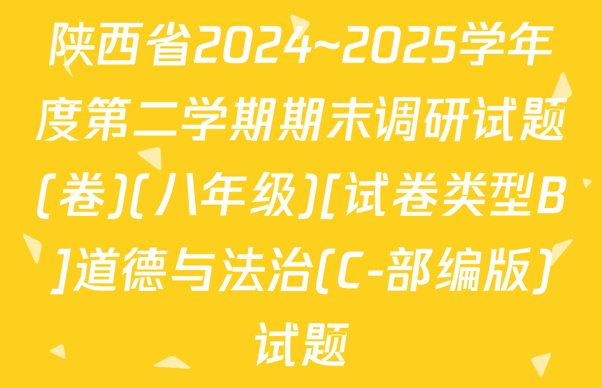 陕西省2024~2025学年度第二学期期末调研试题(卷)(八年级)[试卷类型B]道德与法治(C-部编版)试题