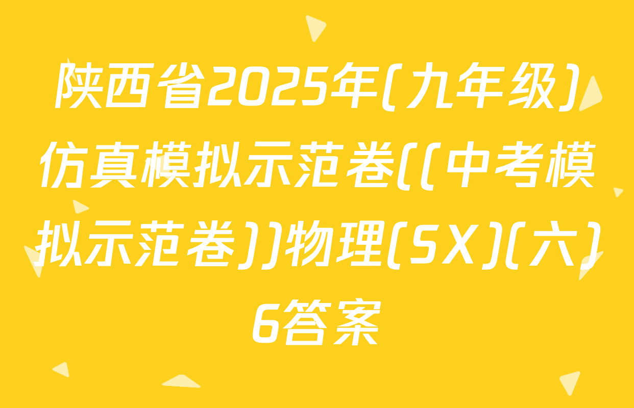 陕西省2025年(九年级)仿真模拟示范卷((中考模拟示范卷))物理(SX)(六)6答案