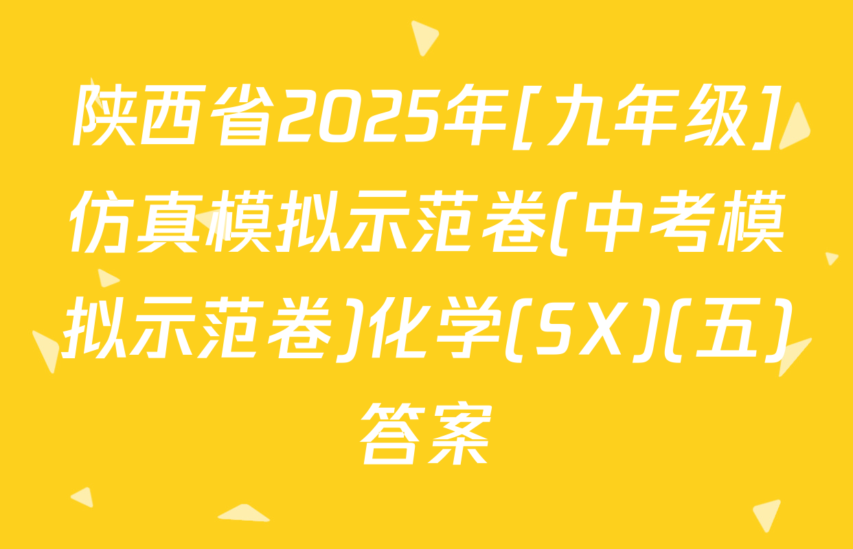 陕西省2025年[九年级]仿真模拟示范卷(中考模拟示范卷)化学(SX)(五)答案