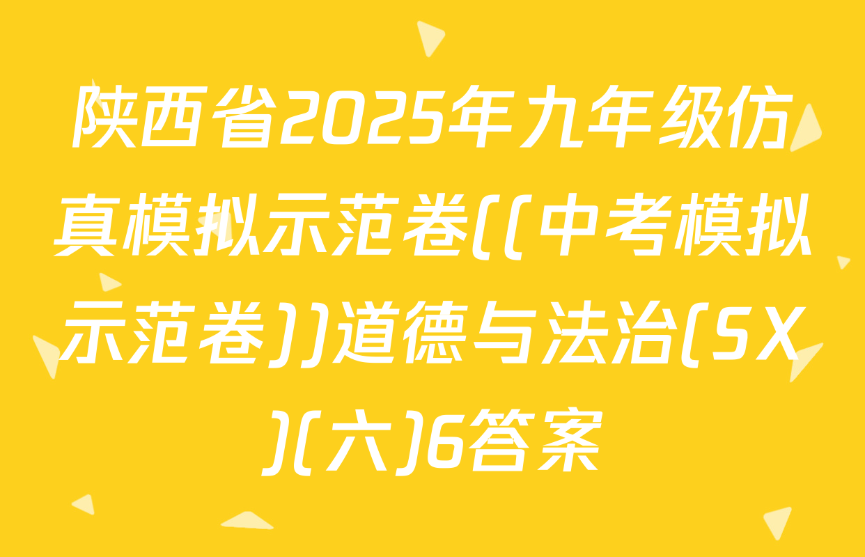 陕西省2025年九年级仿真模拟示范卷((中考模拟示范卷))道德与法治(SX)(六)6答案