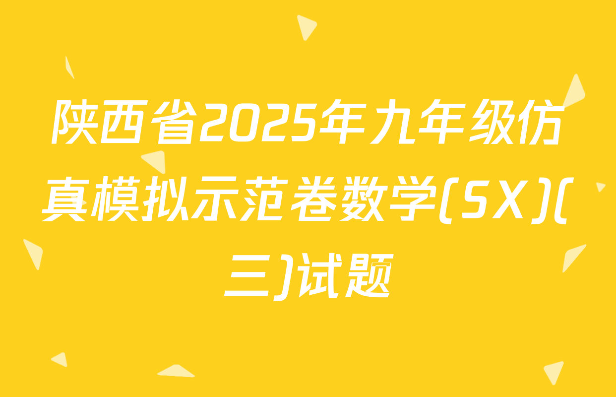 陕西省2025年九年级仿真模拟示范卷数学(SX)(三)试题