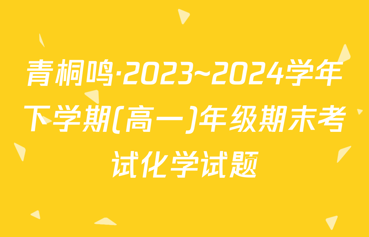 青桐鸣·2023~2024学年下学期(高一)年级期末考试化学试题