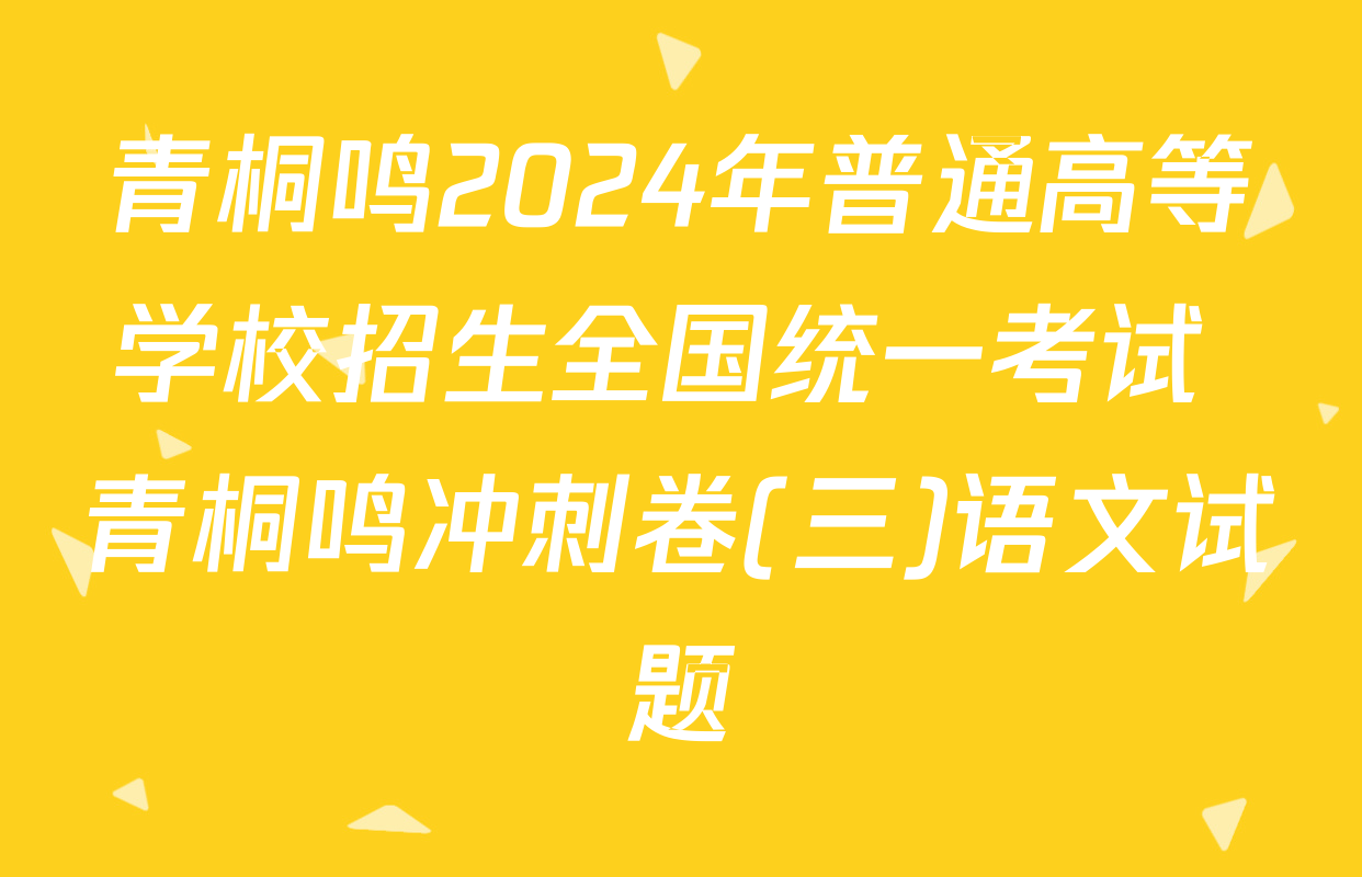 青桐鸣2024年普通高等学校招生全国统一考试 青桐鸣冲刺卷(三)语文试题