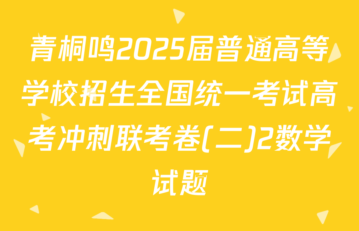 青桐鸣2025届普通高等学校招生全国统一考试高考冲刺联考卷(二)2数学试题