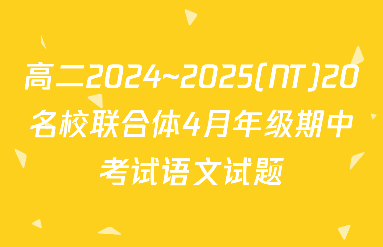 高二2024~2025(NT)20名校联合体4月年级期中考试语文试题