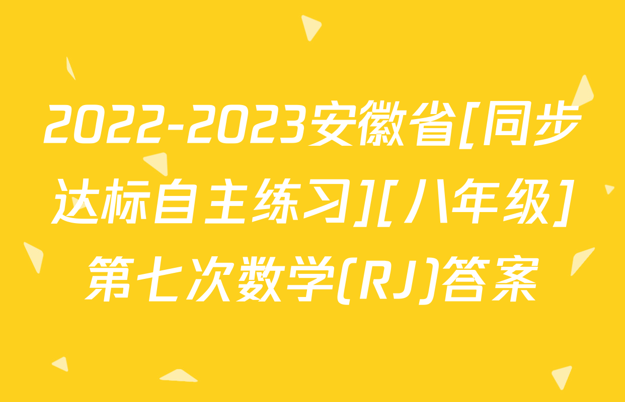 2022-2023安徽省[同步达标自主练习][八年级]第七次数学(RJ)答案