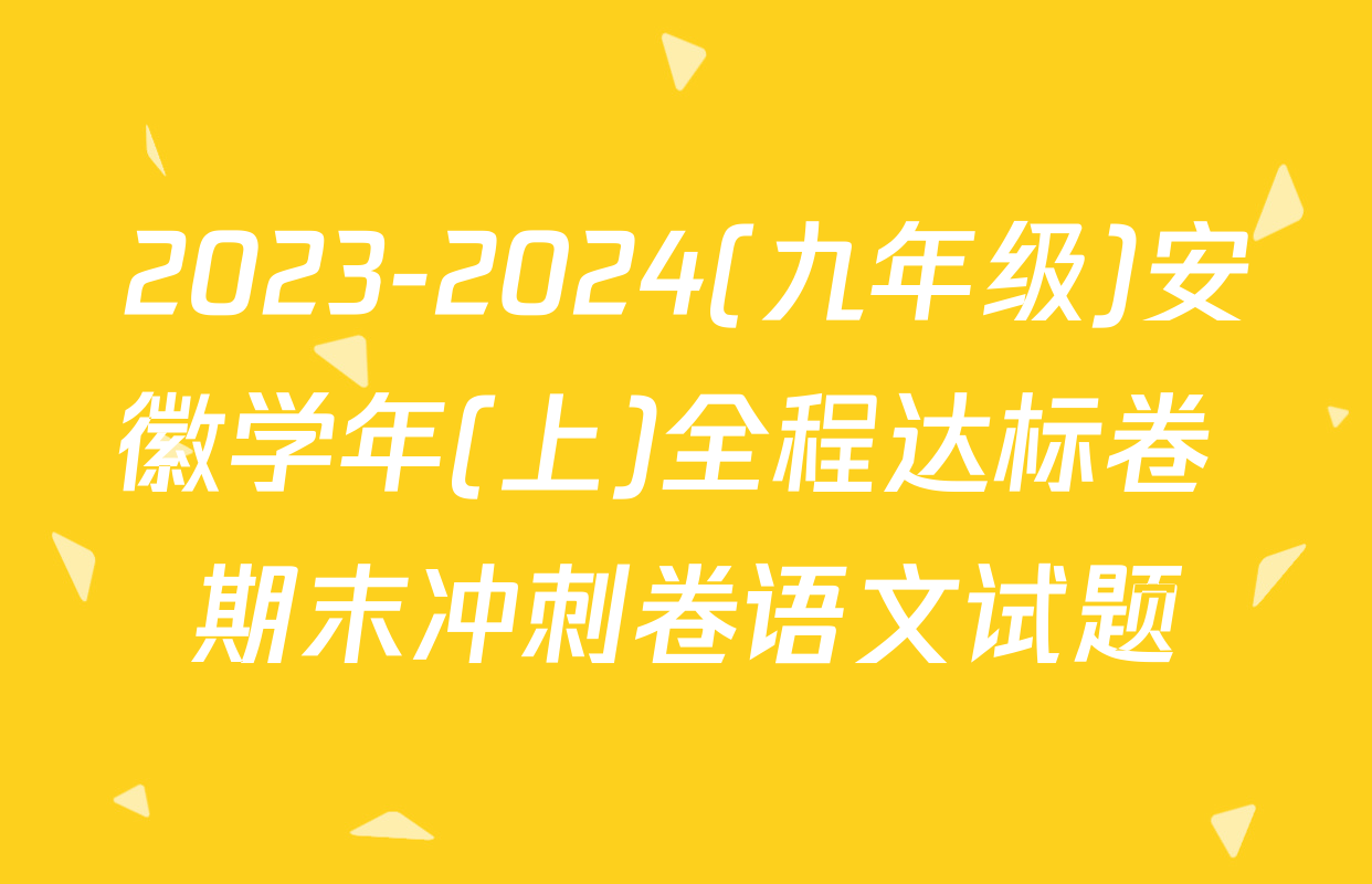 2023-2024(九年级)安徽学年(上)全程达标卷 期末冲刺卷语文试题