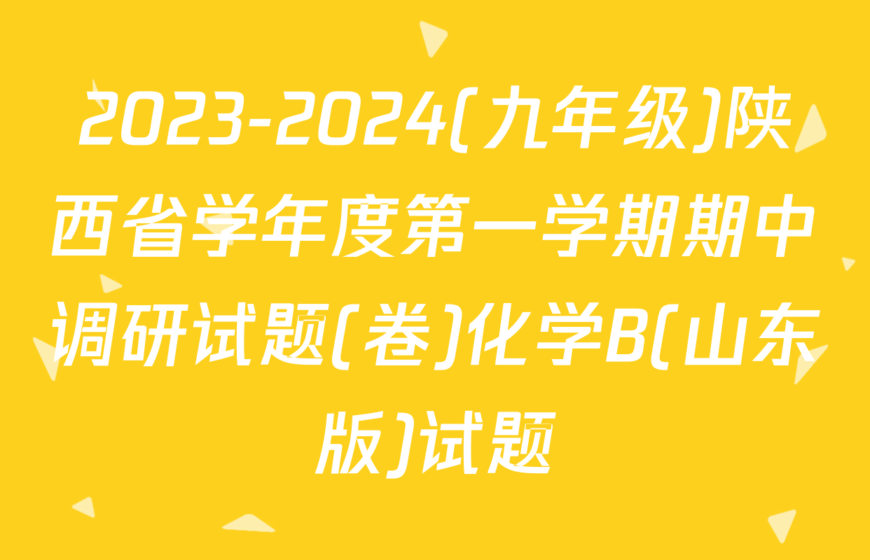 2023-2024(九年级)陕西省学年度第一学期期中调研试题(卷)化学B(山东版)试题