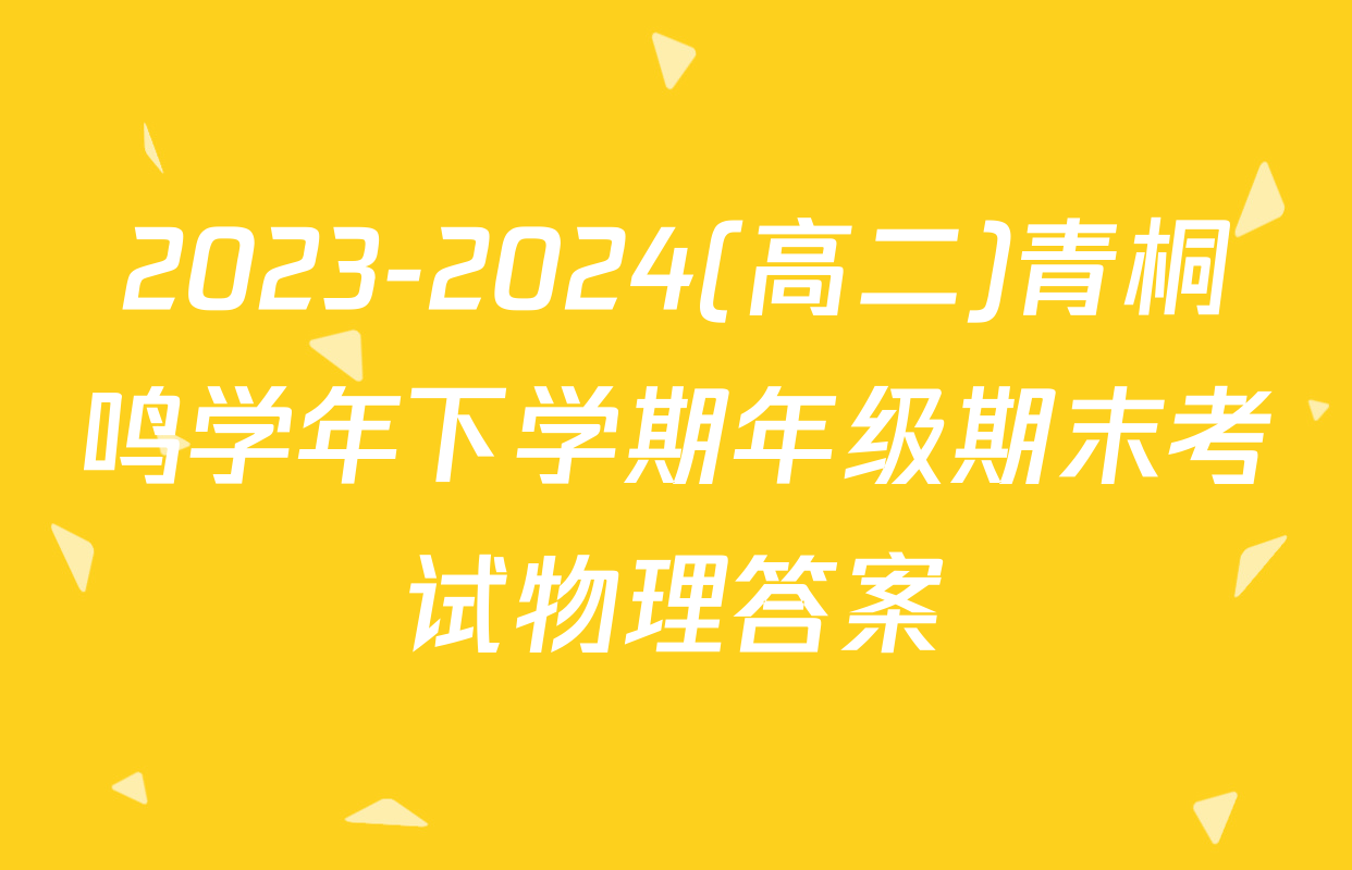 2023-2024(高二)青桐鸣学年下学期年级期末考试物理答案