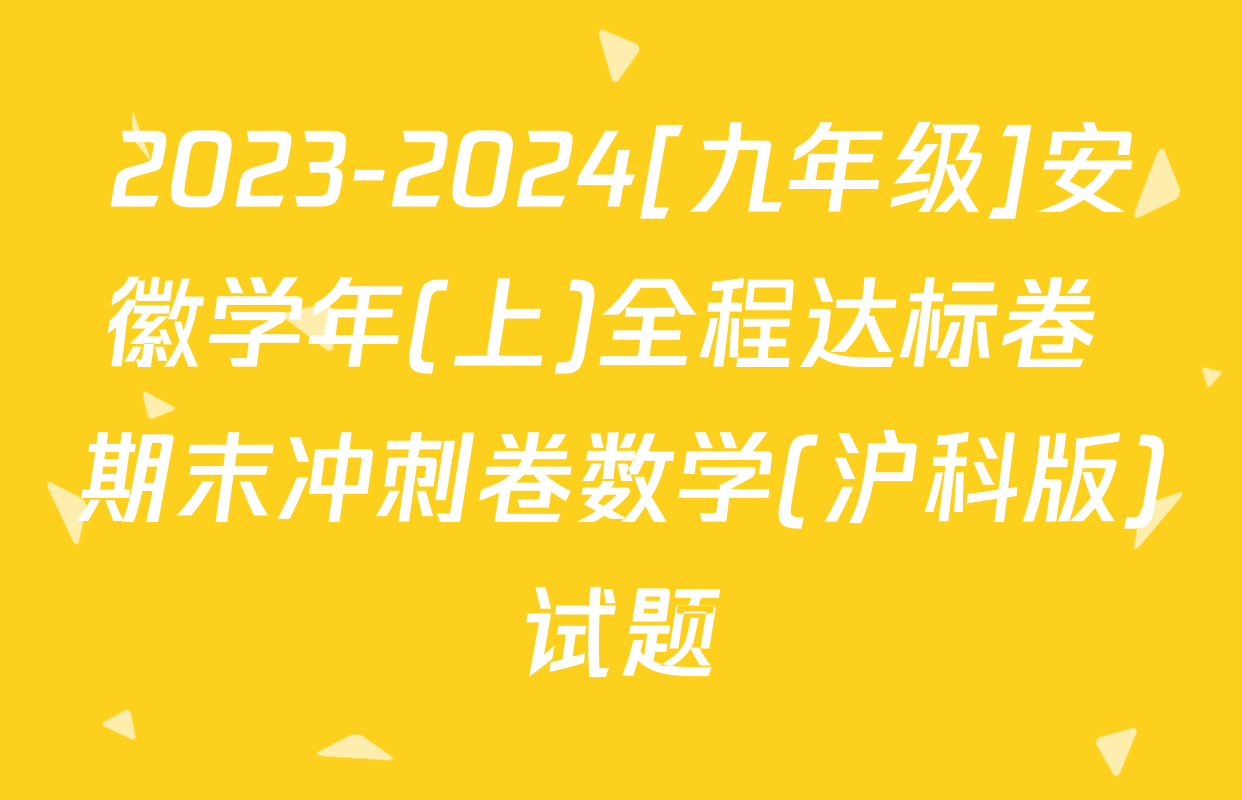 2023-2024[九年级]安徽学年(上)全程达标卷 期末冲刺卷数学(沪科版)试题