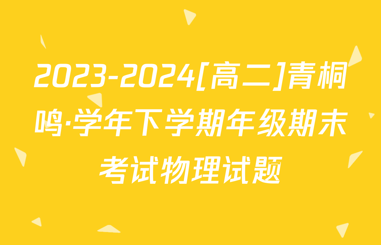 2023-2024[高二]青桐鸣·学年下学期年级期末考试物理试题