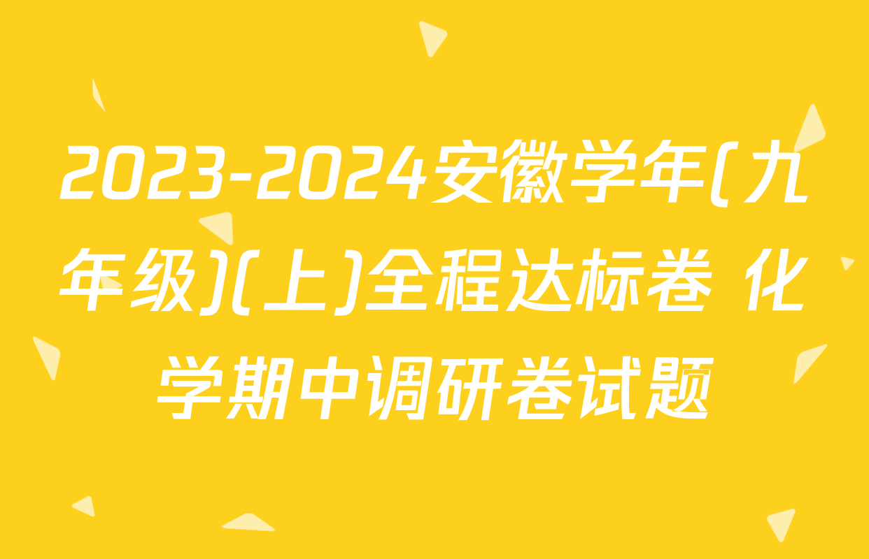 2023-2024安徽学年(九年级)(上)全程达标卷 化学期中调研卷试题