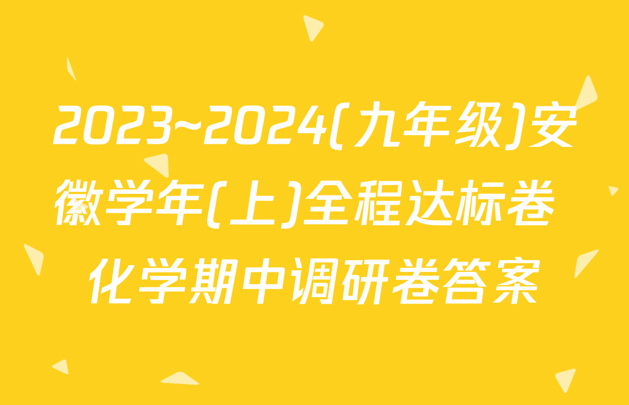 2023~2024(九年级)安徽学年(上)全程达标卷 化学期中调研卷答案