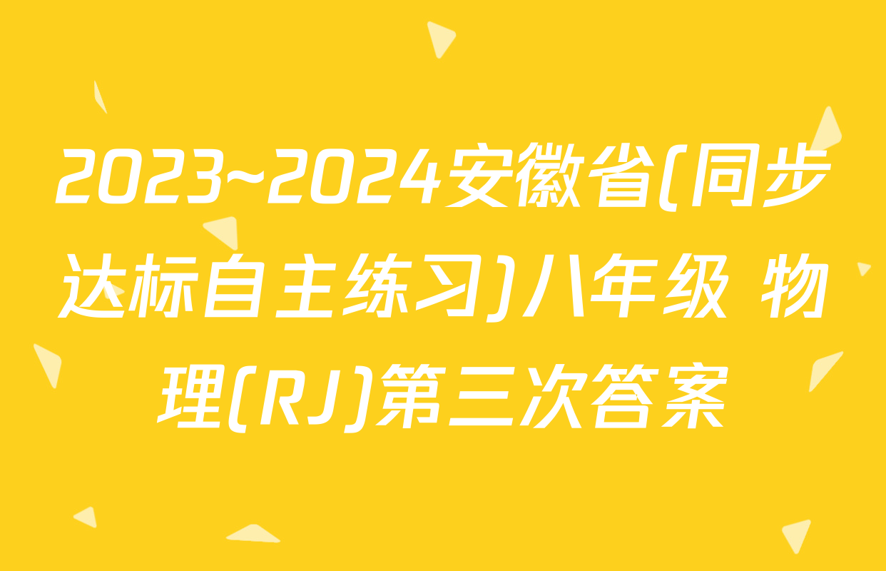 2023~2024安徽省(同步达标自主练习)八年级 物理(RJ)第三次答案