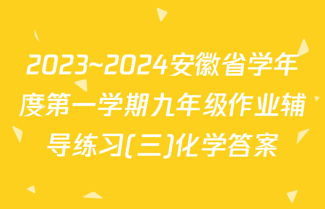 2023~2024安徽省学年度第一学期九年级作业辅导练习(三)化学答案