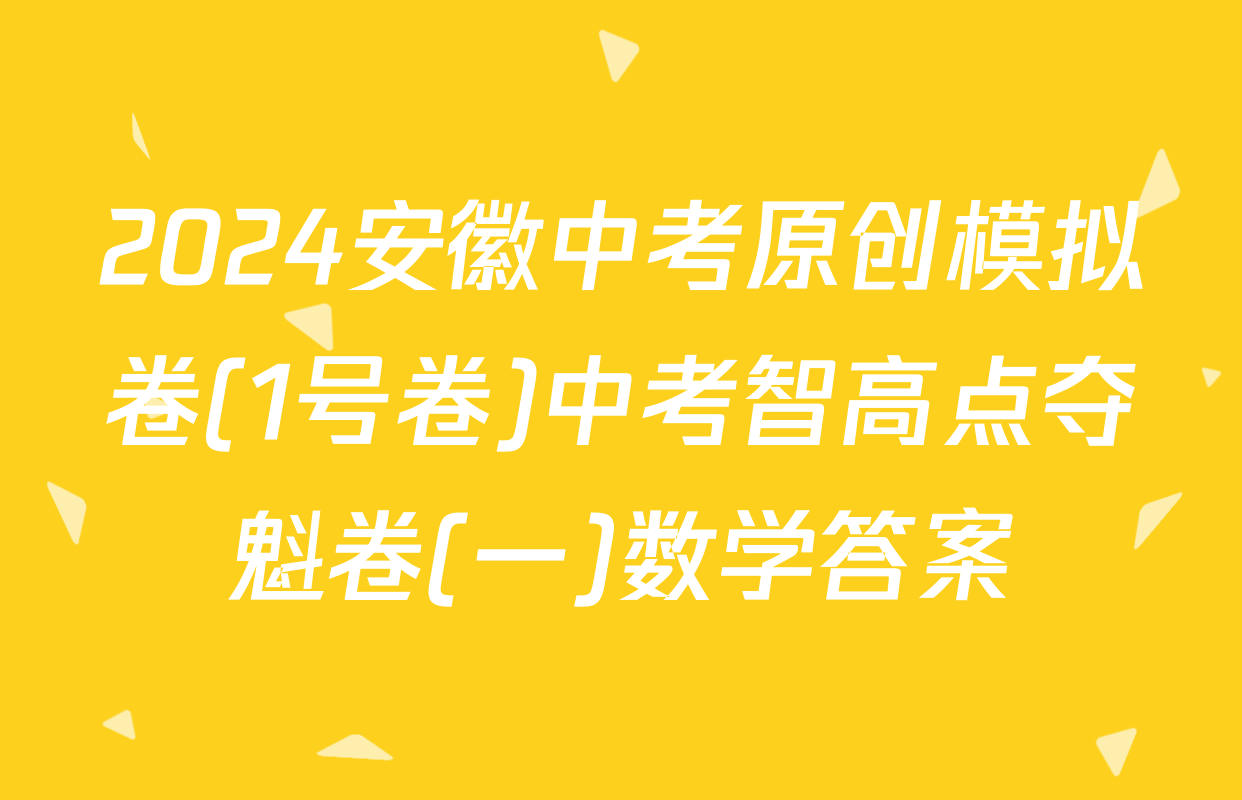 2024安徽中考原创模拟卷(1号卷)中考智高点夺魁卷(一)数学答案