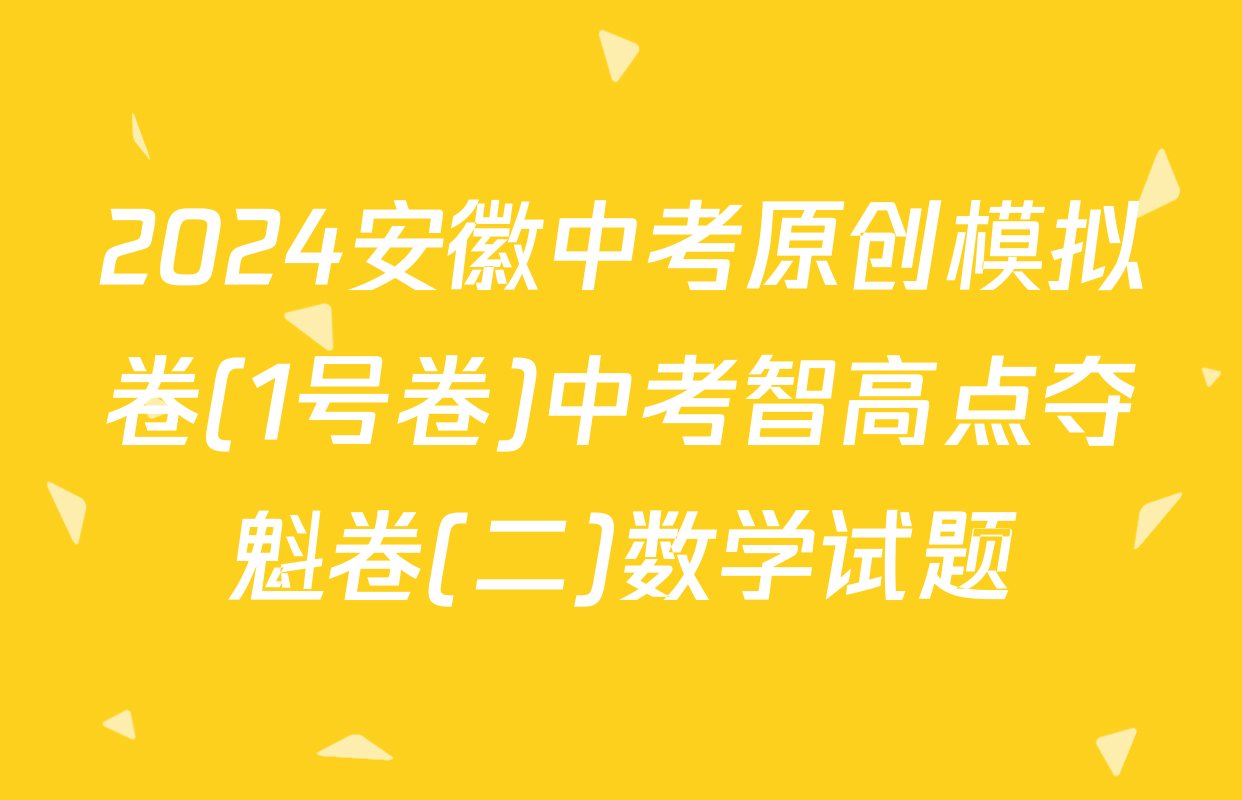 2024安徽中考原创模拟卷(1号卷)中考智高点夺魁卷(二)数学试题