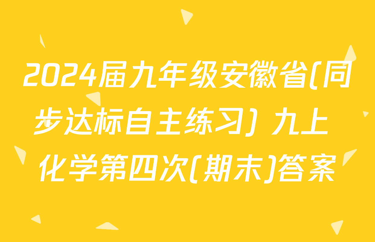 2024届九年级安徽省(同步达标自主练习) 九上 化学第四次(期末)答案