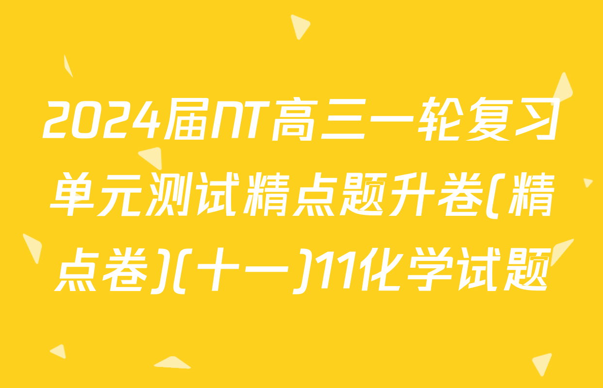 2024届NT高三一轮复习单元测试精点题升卷(精点卷)(十一)11化学试题
