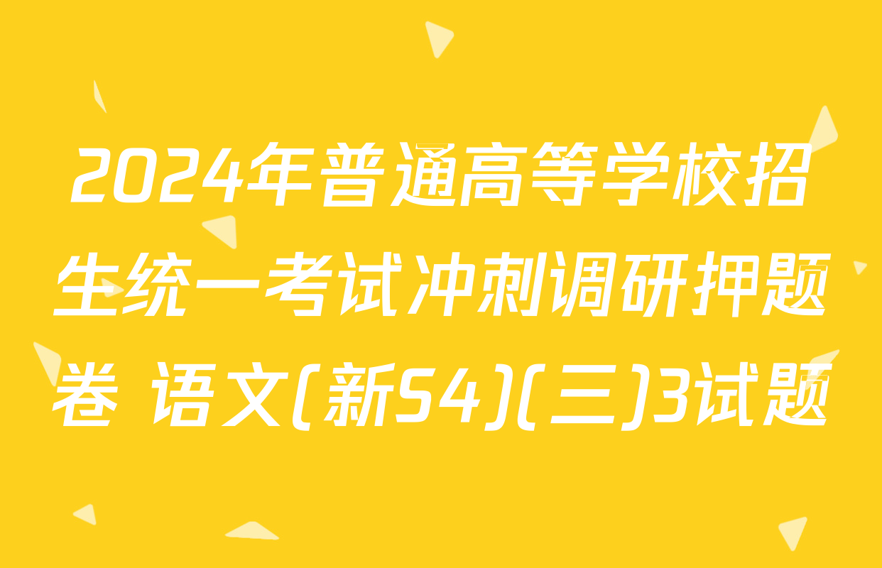 2024年普通高等学校招生统一考试冲刺调研押题卷 语文(新S4)(三)3试题