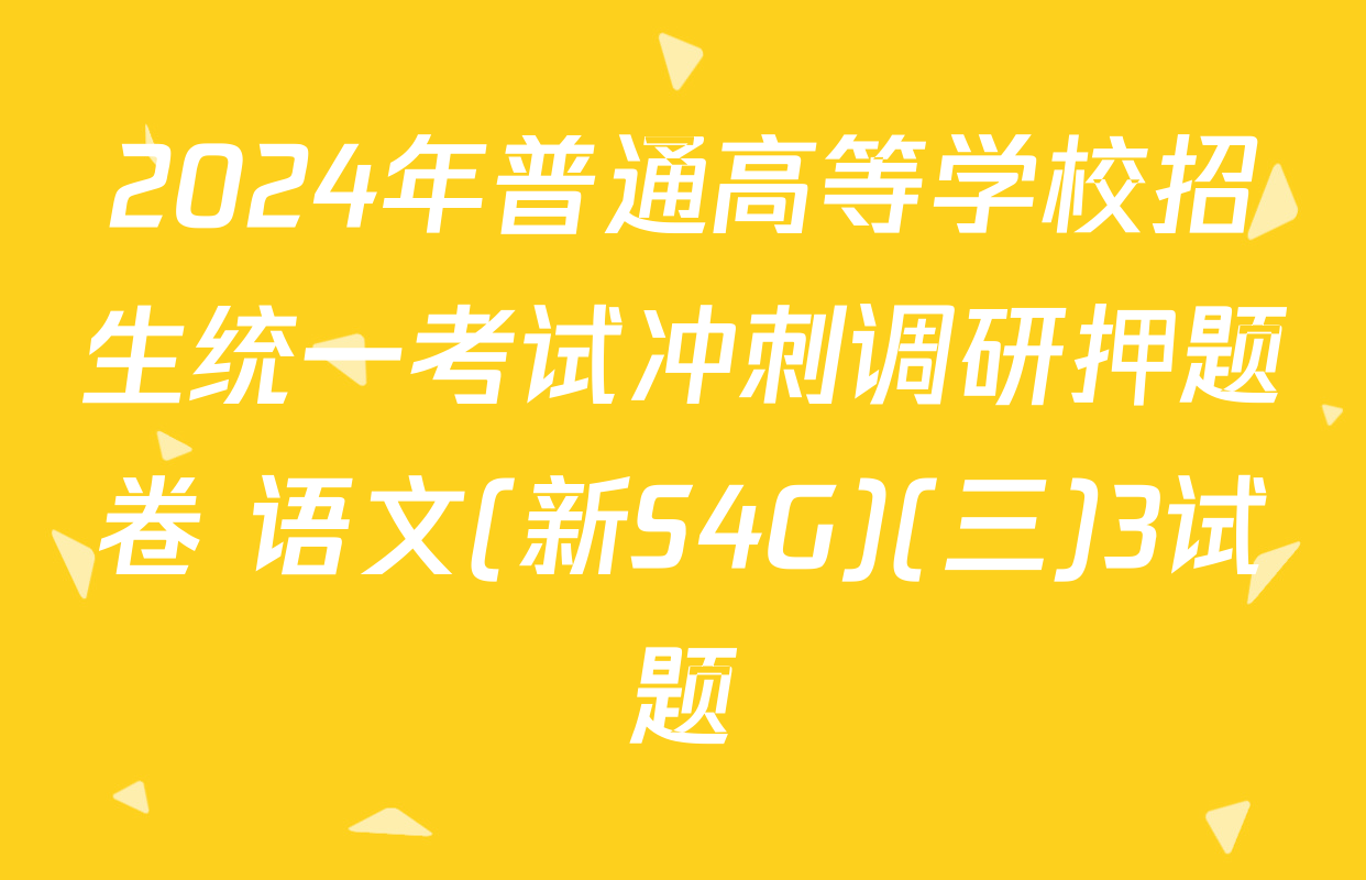 2024年普通高等学校招生统一考试冲刺调研押题卷 语文(新S4G)(三)3试题
