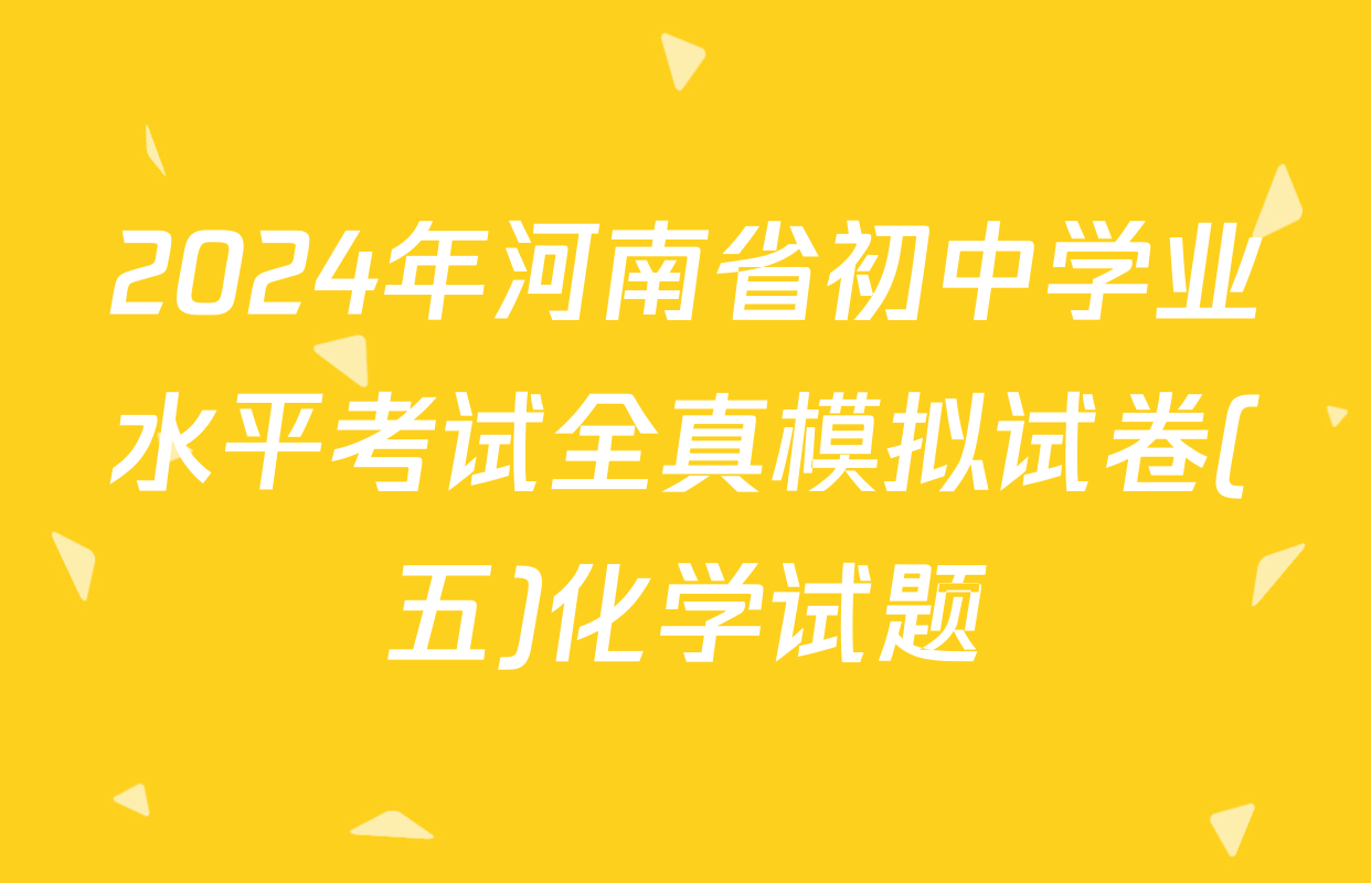 2024年河南省初中学业水平考试全真模拟试卷(五)化学试题