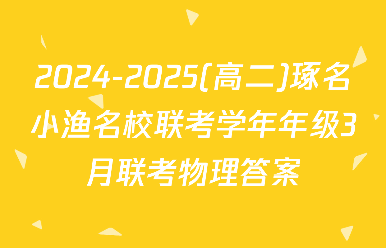 2024-2025(高二)琢名小渔名校联考学年年级3月联考物理答案