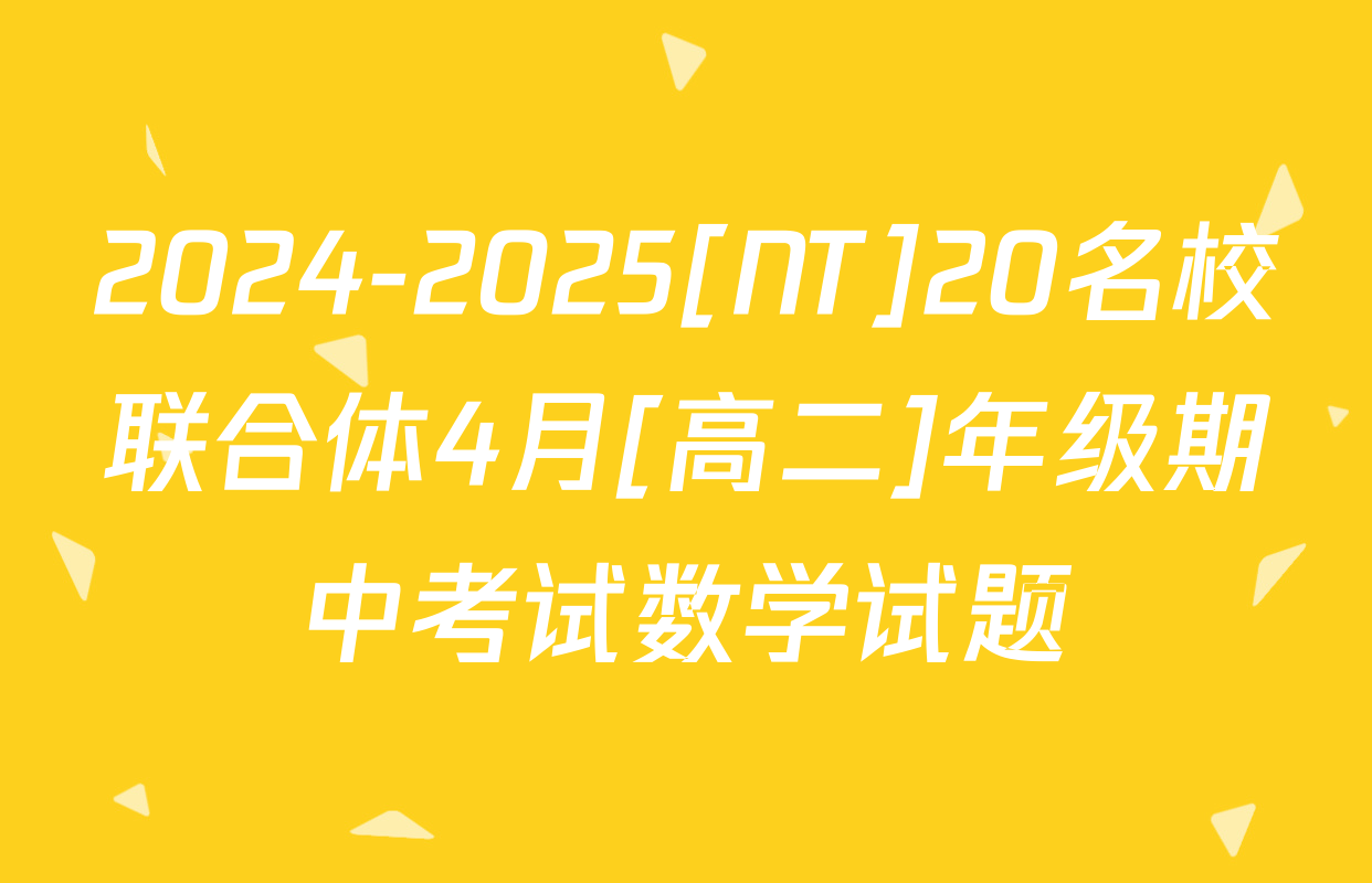 2024-2025[NT]20名校联合体4月[高二]年级期中考试数学试题