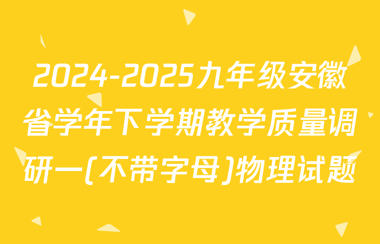 2024-2025九年级安徽省学年下学期教学质量调研一(不带字母)物理试题