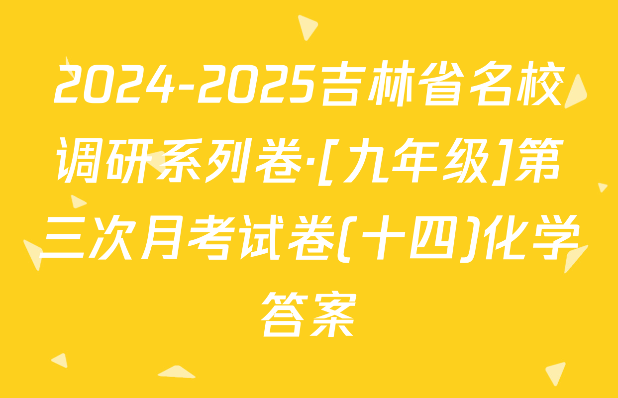 2024-2025吉林省名校调研系列卷·[九年级]第三次月考试卷(十四)化学答案