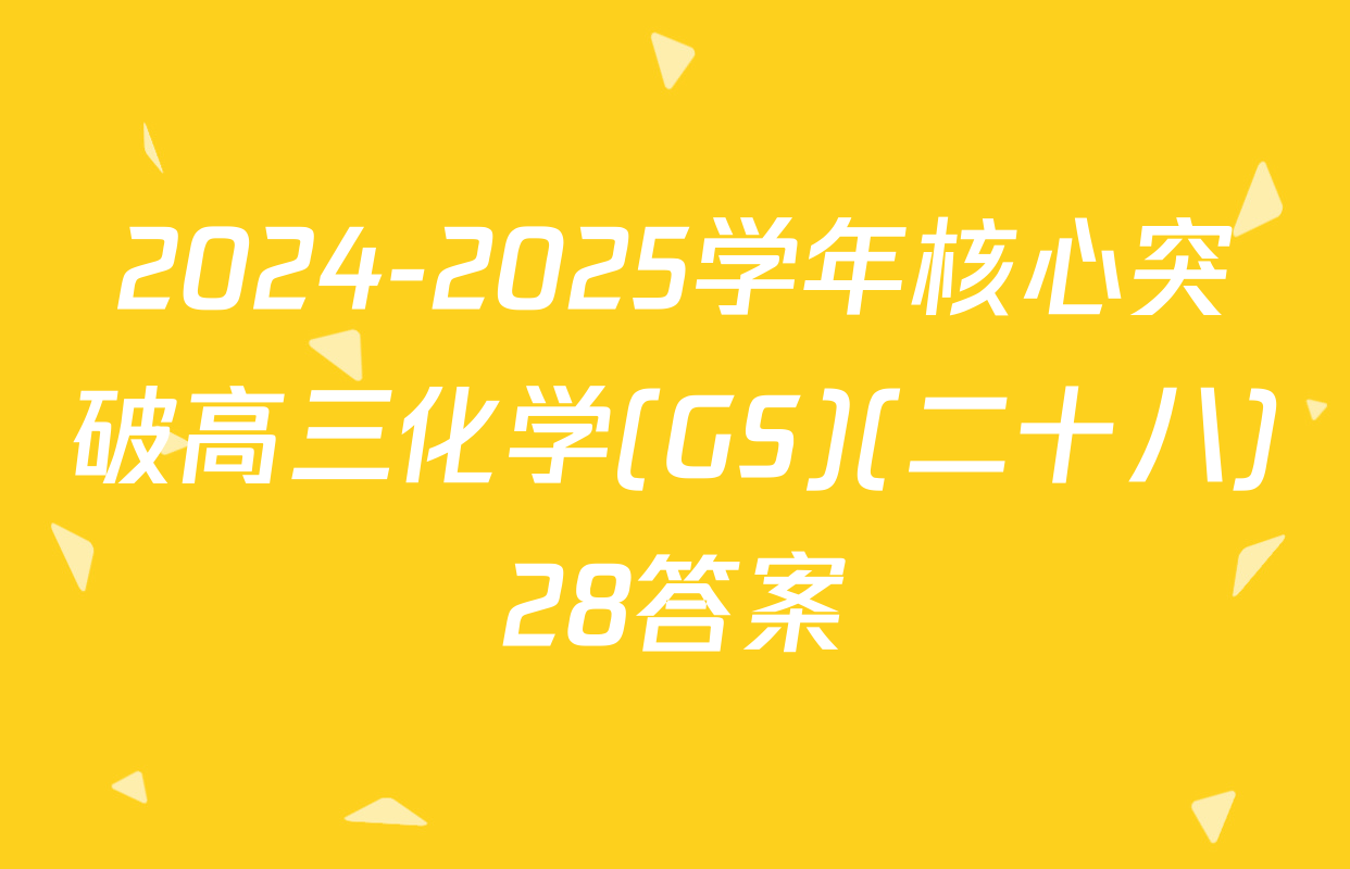 2024-2025学年核心突破高三化学(GS)(二十八)28答案