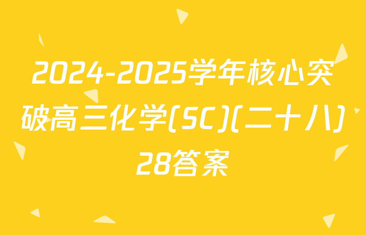 2024-2025学年核心突破高三化学(SC)(二十八)28答案